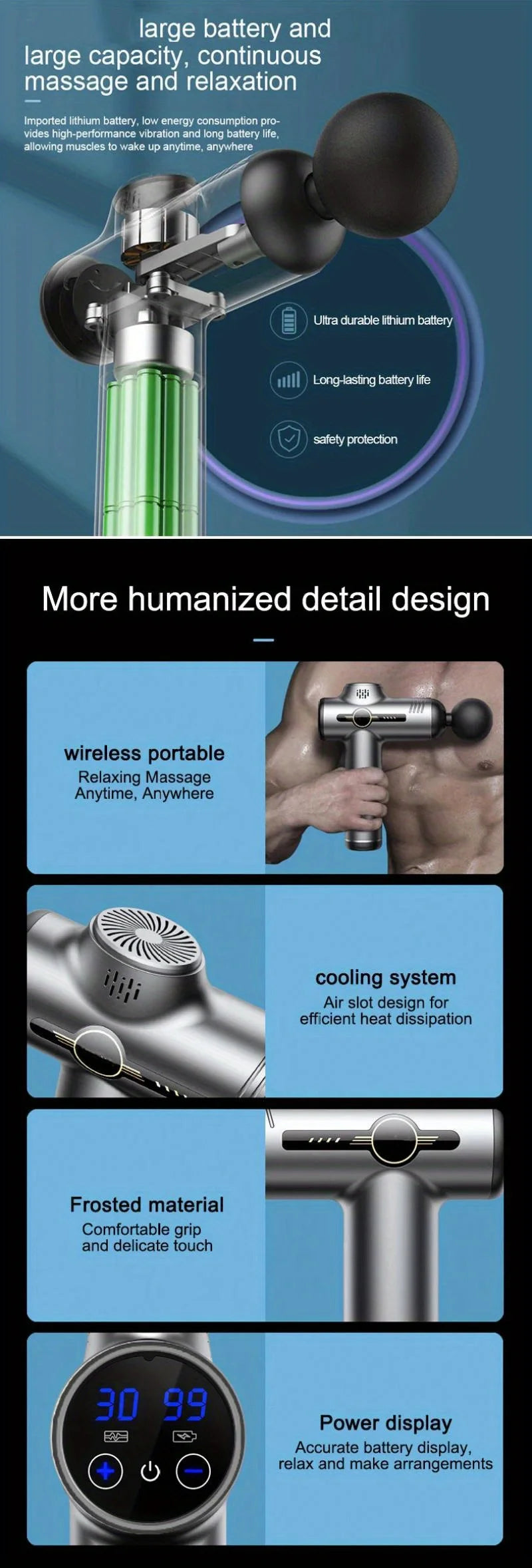 Portable Fascia Gun – Deep Muscle Massager for Body, Neck, Back, Fitness & Slimming