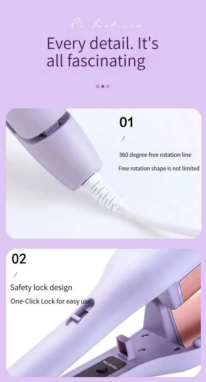 32MM Automatic Electric Curling Iron – Rotating Anti-Flame Design with Lambswool for Long-Lasting Styles