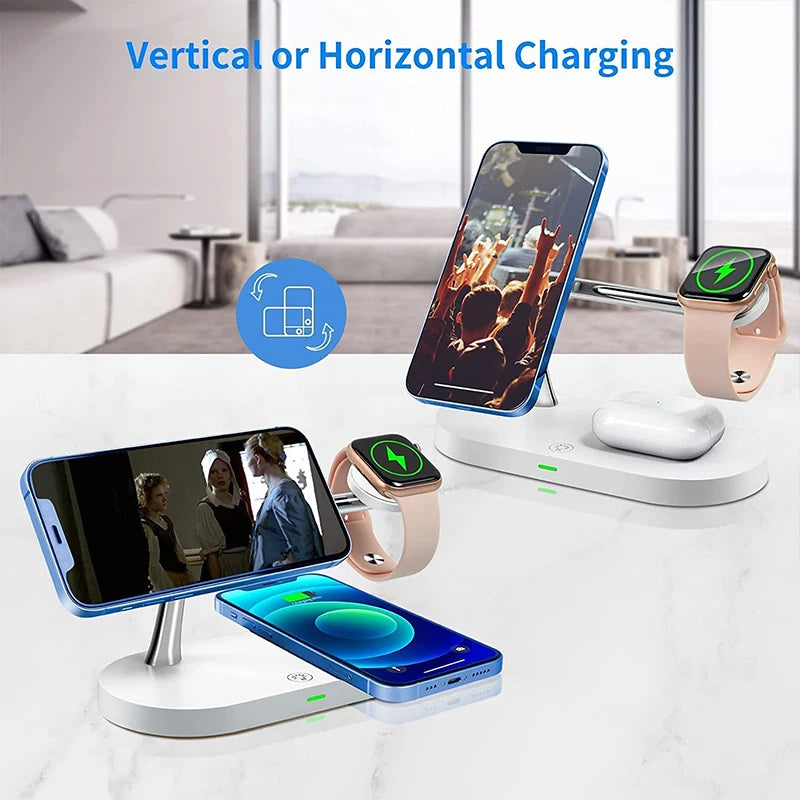 3-in-1 Wireless Charger Stand for iPhone 12-16, Apple Watch 4-10, AirPods 2/3/Pro