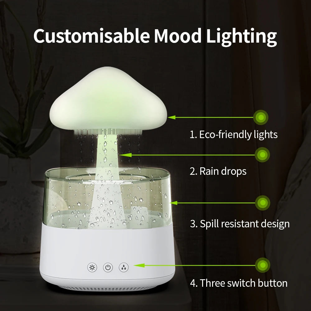 Relax Cloud Rain Diffuser – Aromatherapy Humidifier with Colorful LED Light