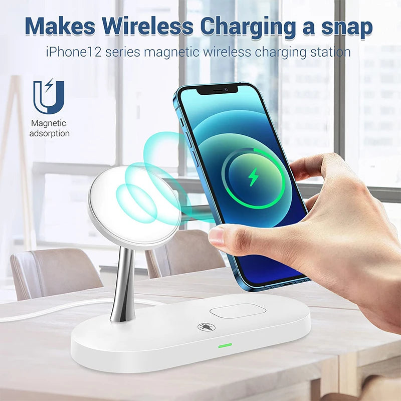 3-in-1 Wireless Charger Stand for iPhone 12-16, Apple Watch 4-10, AirPods 2/3/Pro