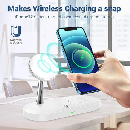 3-in-1 Wireless Charger Stand for iPhone 12-16, Apple Watch 4-10, AirPods 2/3/Pro