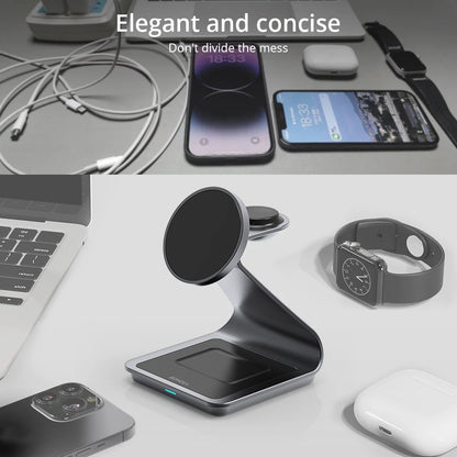 Bonola 3-in-1 Magnetic Wireless Charger – 30W Fast Charging for iPhone 15/14/13/12, Apple Watch, AirPods Pro