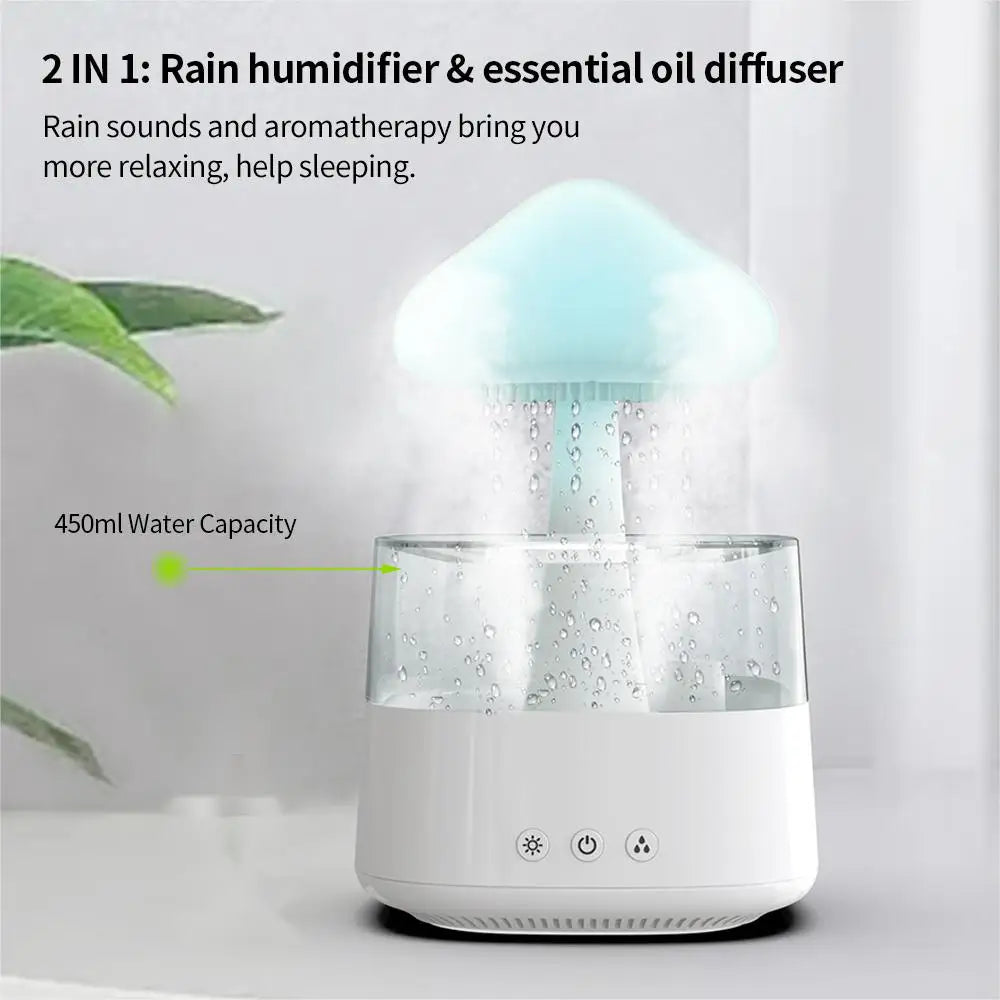 Relax Cloud Rain Diffuser – Aromatherapy Humidifier with Colorful LED Light