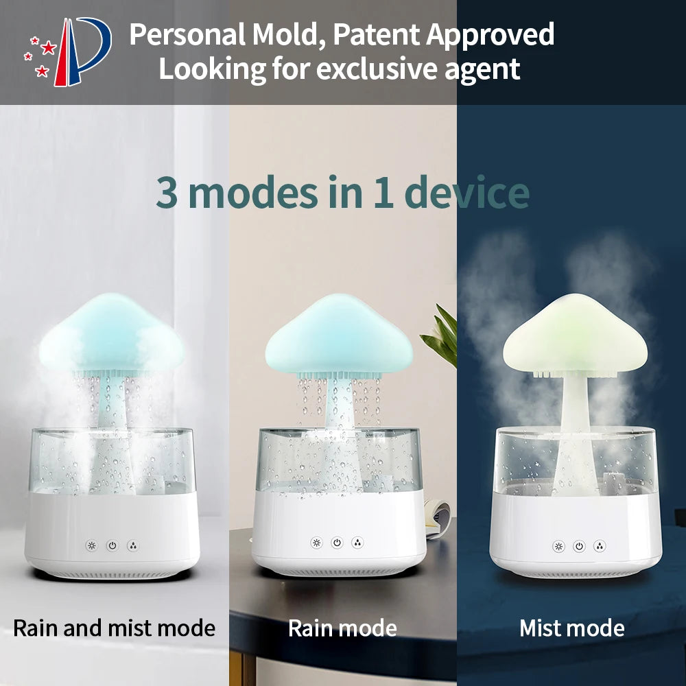 Relax Cloud Rain Diffuser – Aromatherapy Humidifier with Colorful LED Light