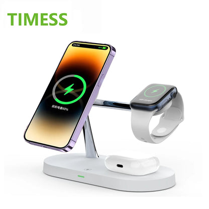 3-in-1 Wireless Charger Stand for iPhone 12-16, Apple Watch 4-10, AirPods 2/3/Pro